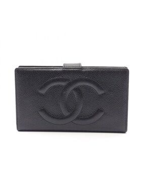 Chanel Bifold Wallet CC Logo Black Calf Clasp